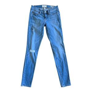 Frame Carson Blue Le Skinny de Jeanne Distressed Jeans 26